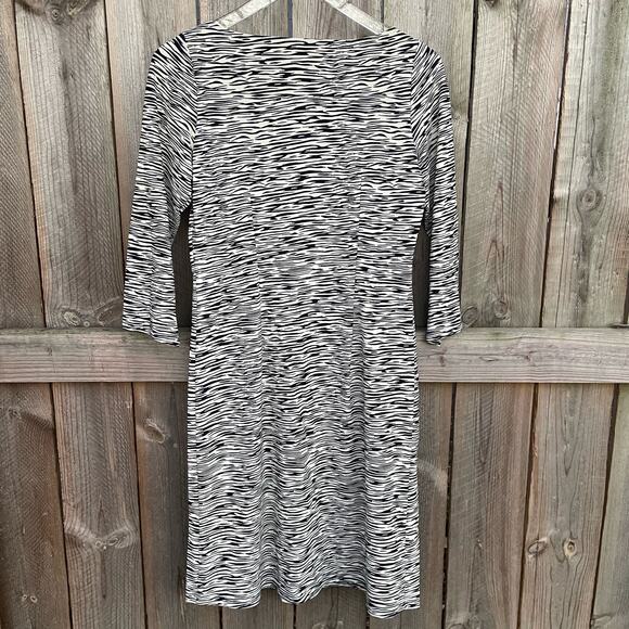 Jude Connally Women Sheath Dress Boat Neck 3/4 Sleeve Pullover Cream Black Small - Picture 2 of 8